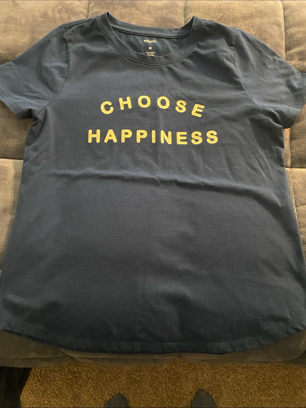 Sonoma Navy Short Sleeve Tee with Yellow "Choose Happiness"